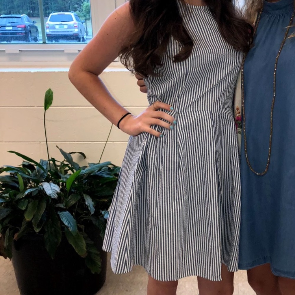 Blue and white dress